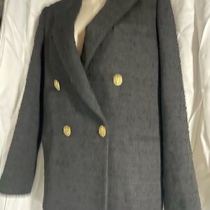 Zara Dark Gray Blazer with Gold Accents
